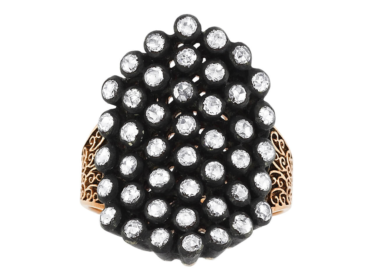 Extravaganter Bienenwaben-Ring mit 44 Rundgeschliffenen Diamanten