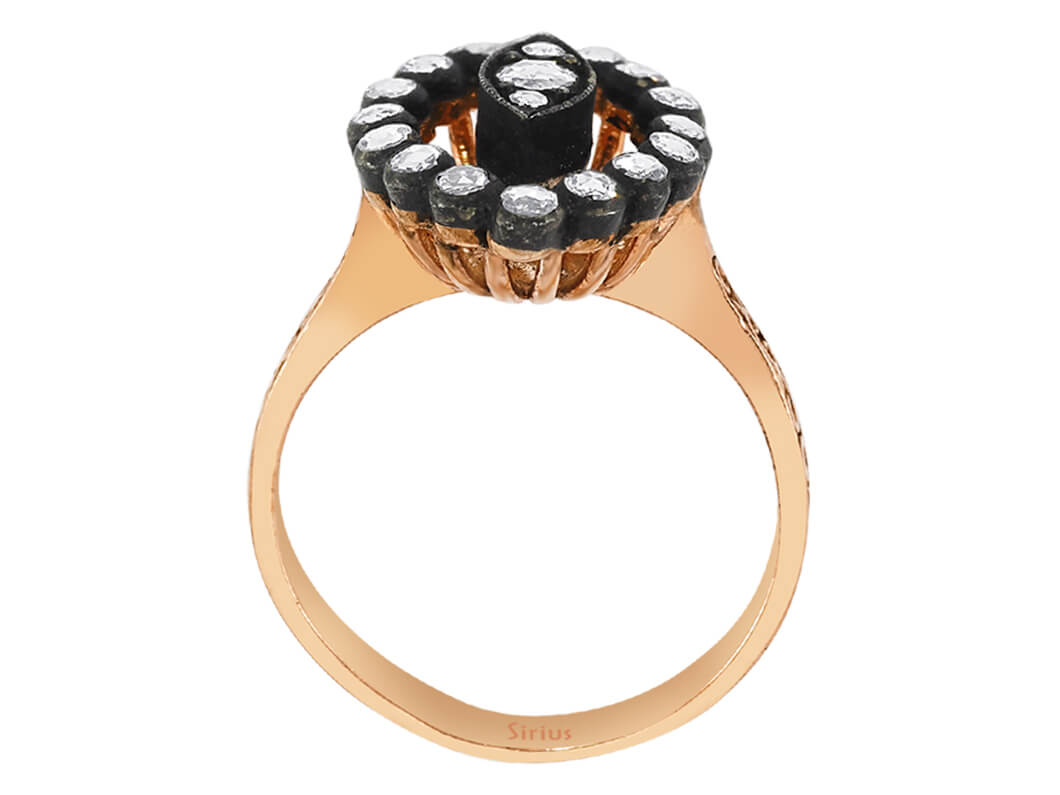 Bague en forme d’œil en Or Rose ornée de 19 diamants de laboratoire | Bijoux symboliques 8K – Bijoux haut de gamme de Rosy Lab Diamonds