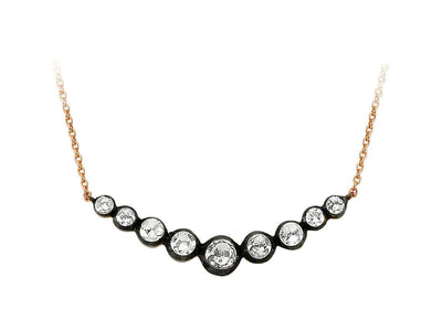 V-förmige Halskette mit Diamanten im Roségold-Look und schwarzer Fassung