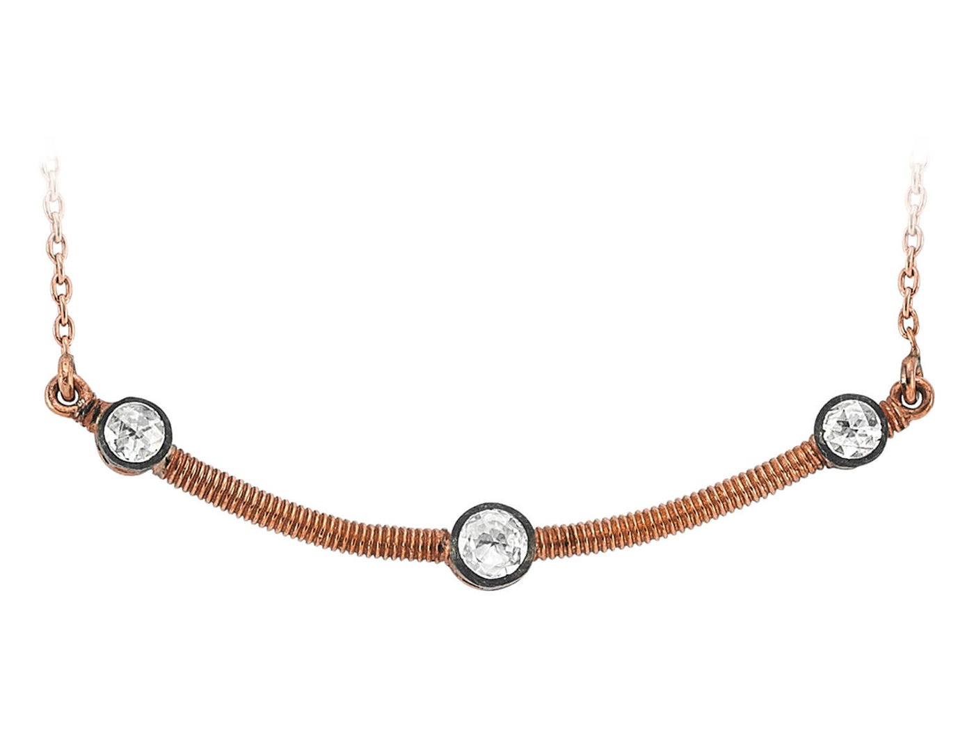 Zarte Roségold-Halskette mit drei lab-grown Diamanten - hochwertiger Schmuck von Rosy Lab Diamonds