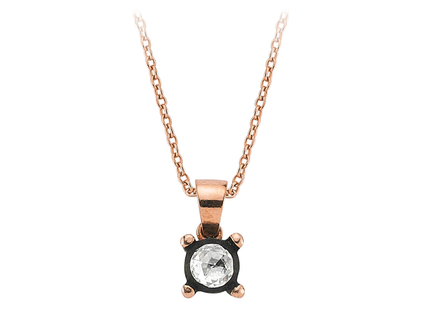Collier solitaire classique avec diamant cultivé en laboratoire en or rose