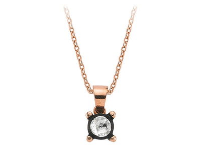 Collier solitaire classique avec diamant cultivé en laboratoire en or rose