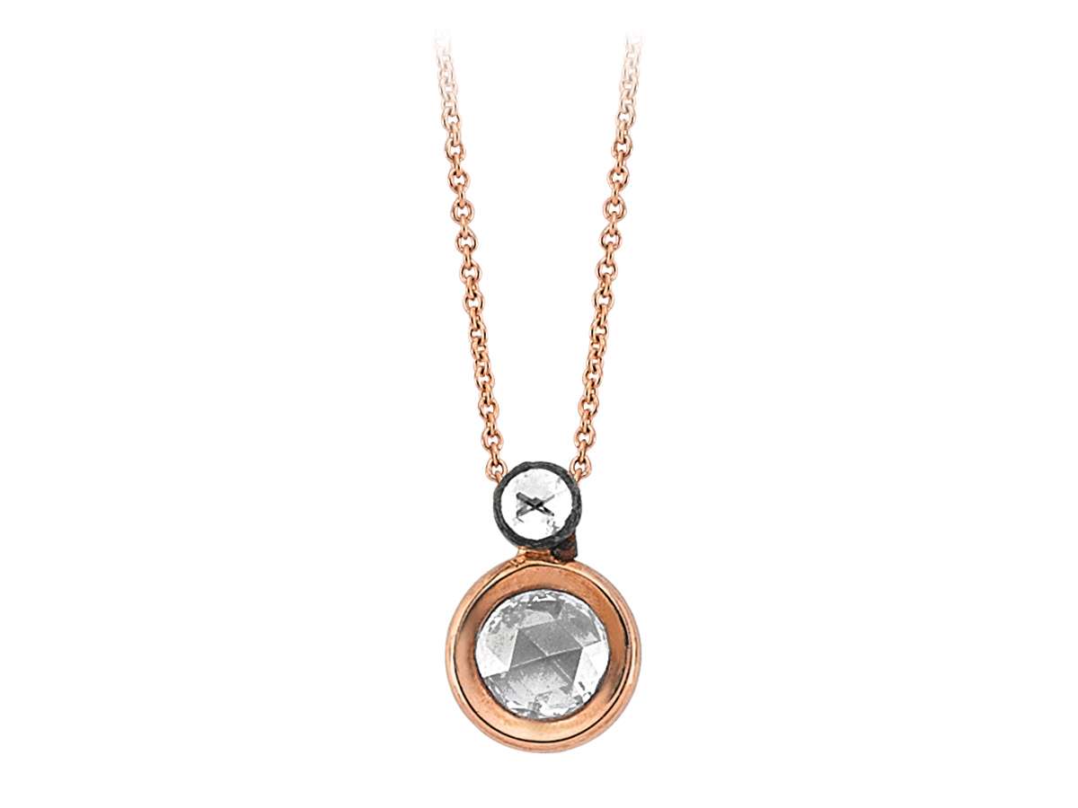 Délicat collier en Or Rose avec deux diamants de laboratoire – Bijoux haut de gamme de Rosy Lab Diamonds