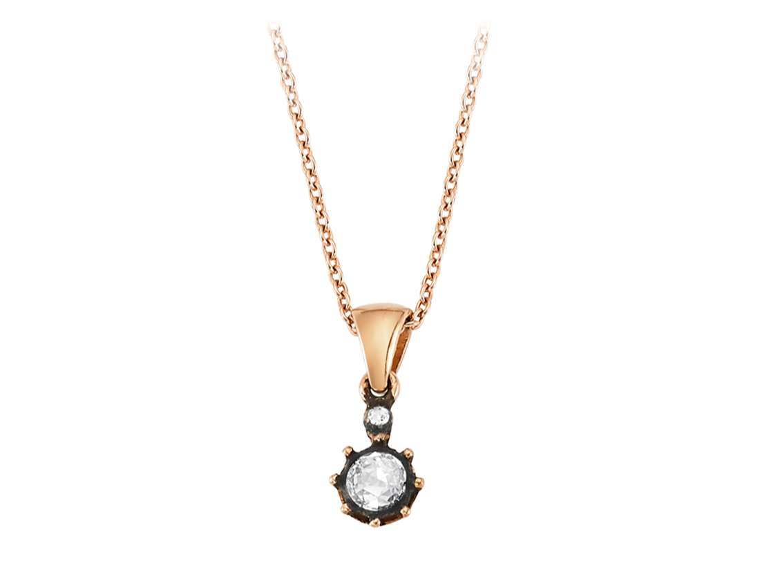 Rose gold pendant with two lab diamonds in round cut – 82P0005