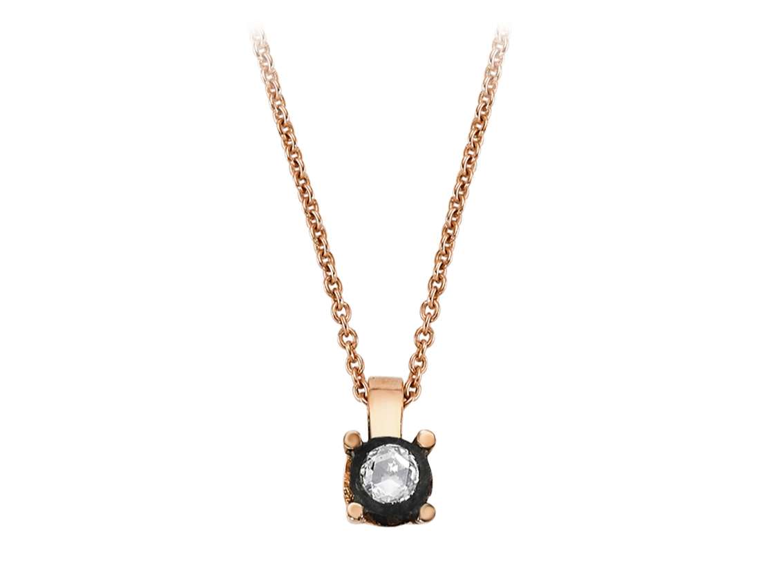 Rose gold single stone pendant with lab diamond in round cut – 82P0017