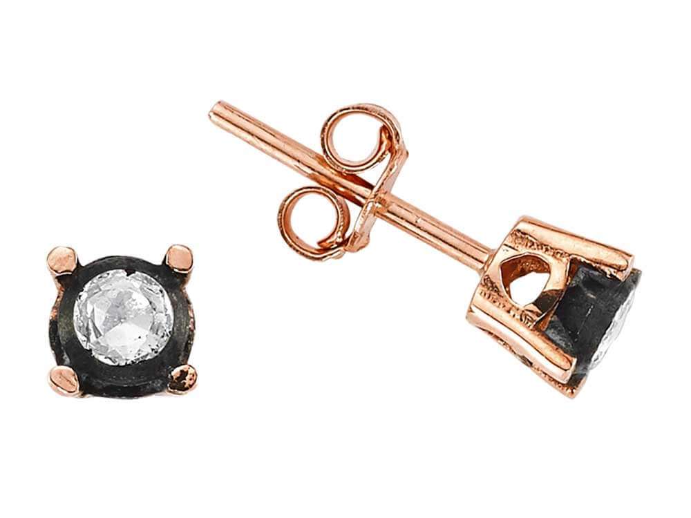 Vintage-Solitär-Ohrstecker mit Altschliff-Diamanten in 333er Roségold