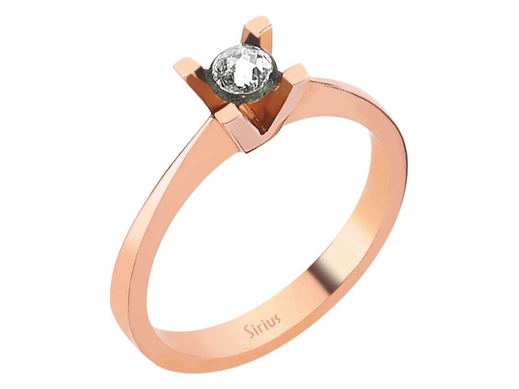خاتم سوليتير من ذهب وردي عيار 8 قيراطًا مع ألماس - 0.13 قيراط - مجوهرات فاخرة من Rosy Lab Diamonds