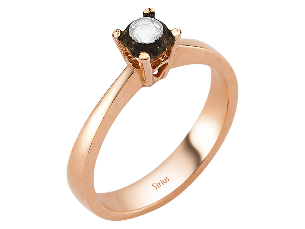 Schlichter Solitärring mit Rundem Elmas in Roségold