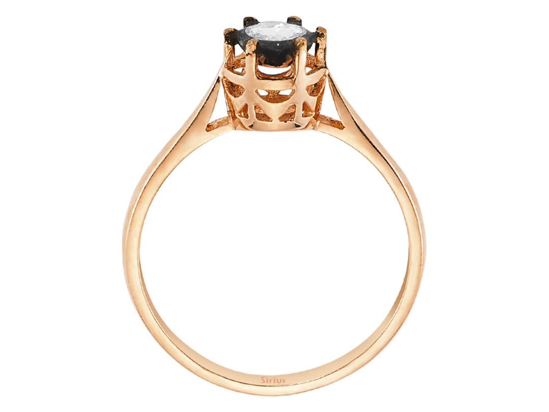Solitaire Ring with 0.18 ct Lab Grown Diamond in Rose Gold | 8K Antique Style - high-quality Jewelry by Rosy Lab Diamonds