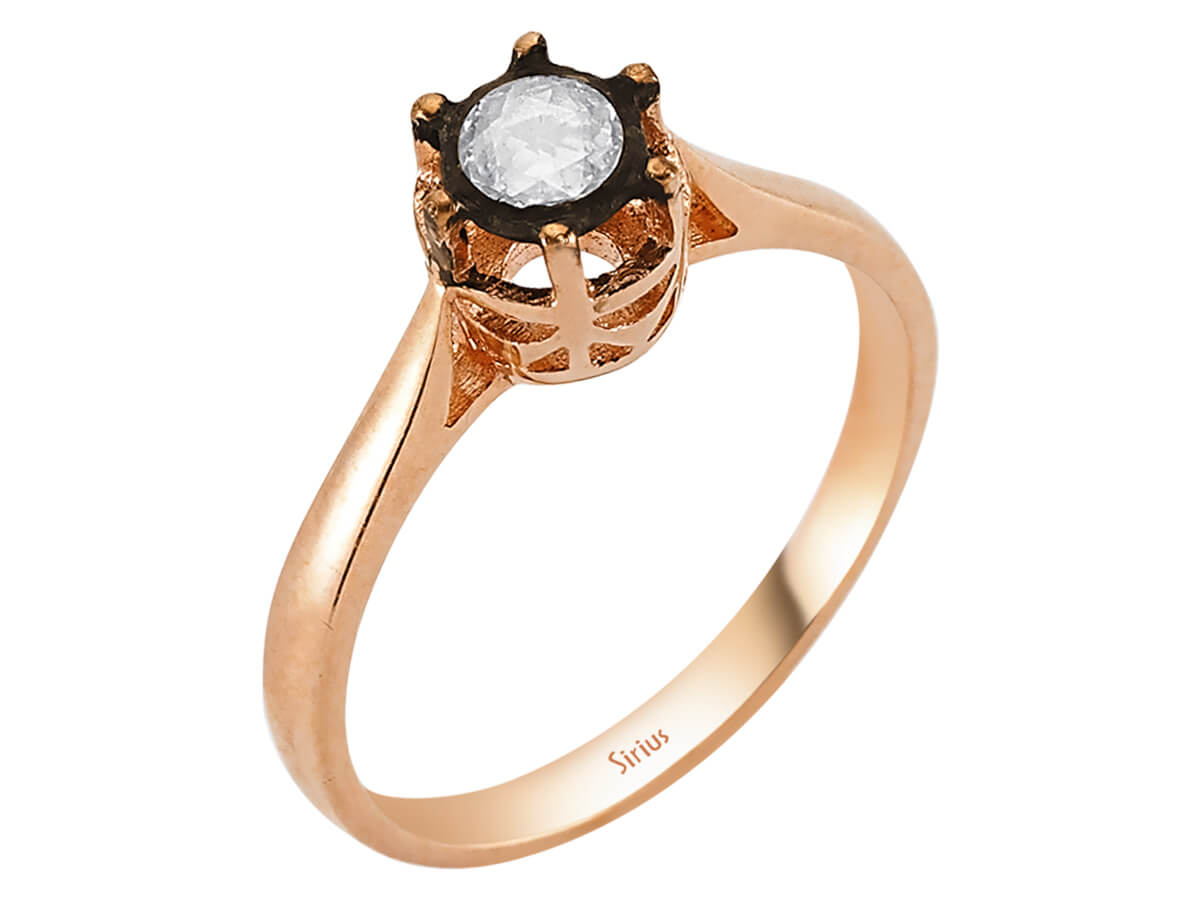 Solitaire Ring with 0.18 ct Lab Grown Diamond in Rose Gold | 8K Antique Style - high-quality Jewelry by Rosy Lab Diamonds