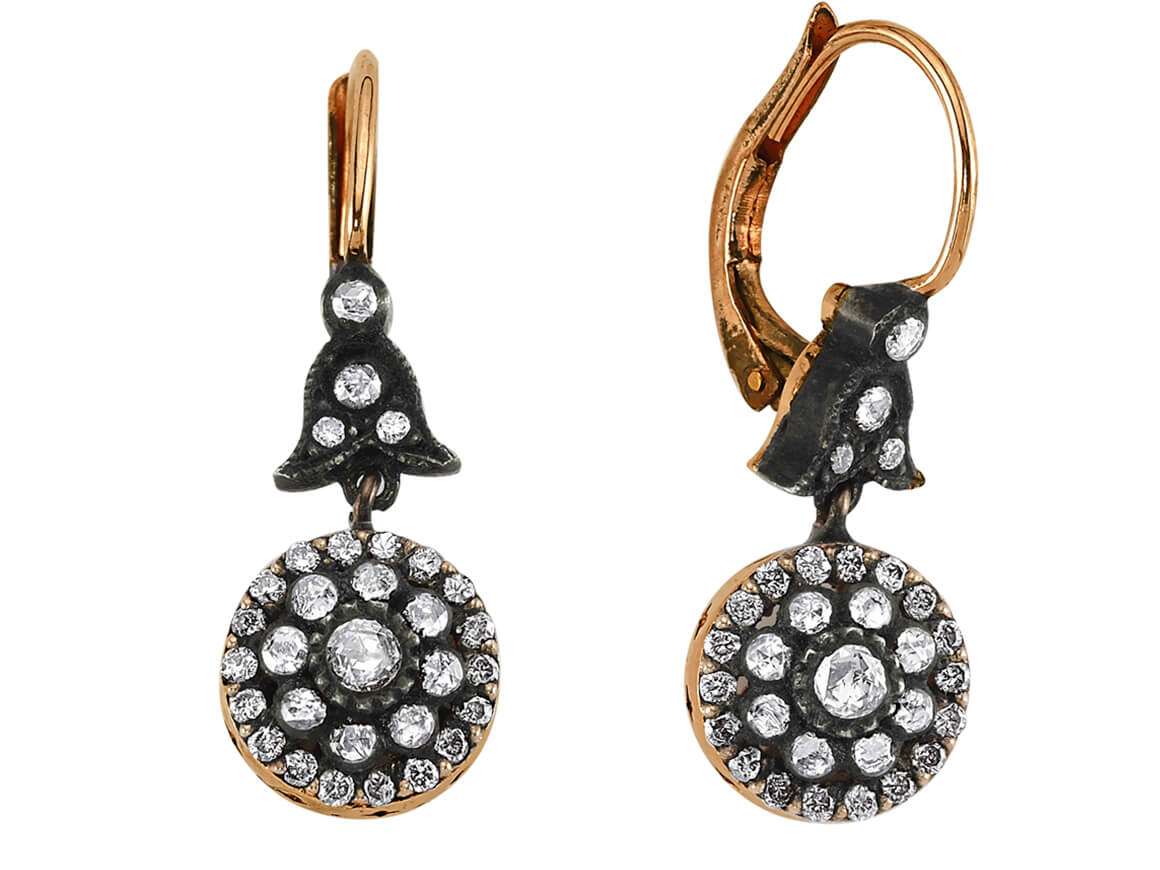 Oriental harem earrings with Elmas & lab diamonds in 333 rose gold