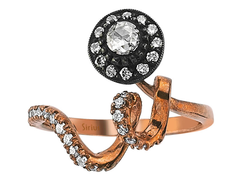 Bague serpent en Or Rose avec Elmas et 31 diamants – Moderne et symbolique – 80R0014 – Bijoux haut de gamme de Rosy Lab Diamonds