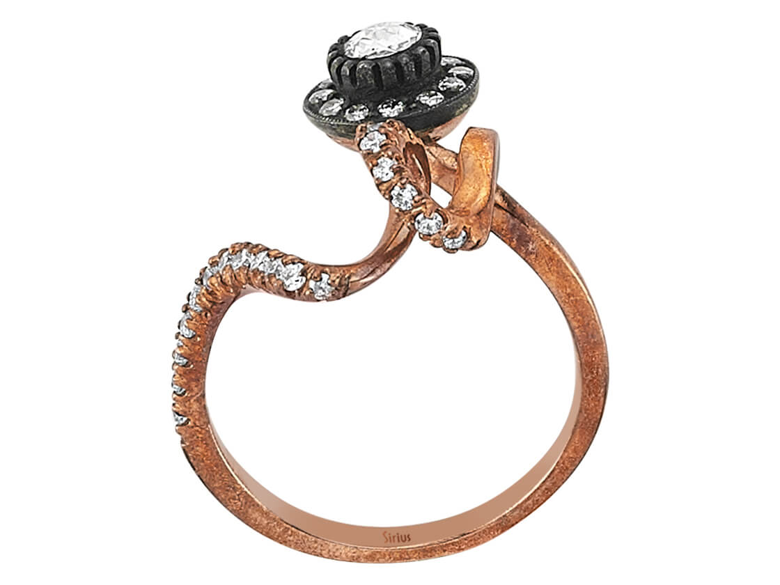 Bague serpent en Or Rose avec Elmas et 31 diamants – Moderne et symbolique – 80R0014 – Bijoux haut de gamme de Rosy Lab Diamonds
