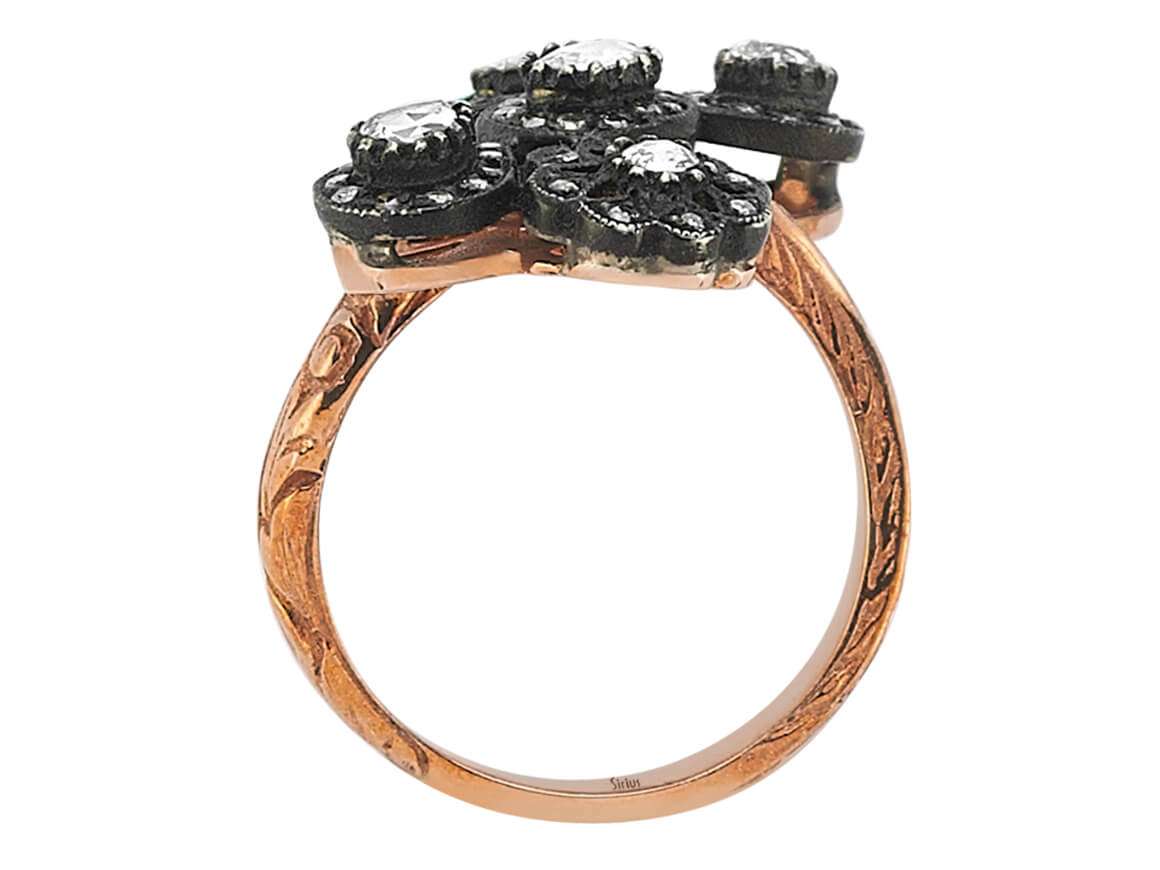 Bague en Or Rose avec Elmas & 50 diamants - motif floral - 80R0015 - Bijoux haut de gamme de Rosy Lab Diamonds
