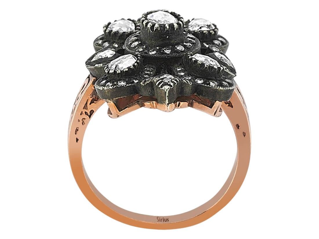 خاتم باروكي من ذهب وردي مع إلماس و73 ماسة - تصميم فاخر - 80R0016 - مجوهرات عالية الجودة من Rosy Lab Diamonds