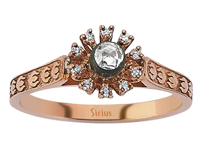Roségold-Ring mit Elmas & 10 Diamanten - Zartes Gravurdesign - 80R0017 - hochwertiger Schmuck von Rosy Lab Diamonds