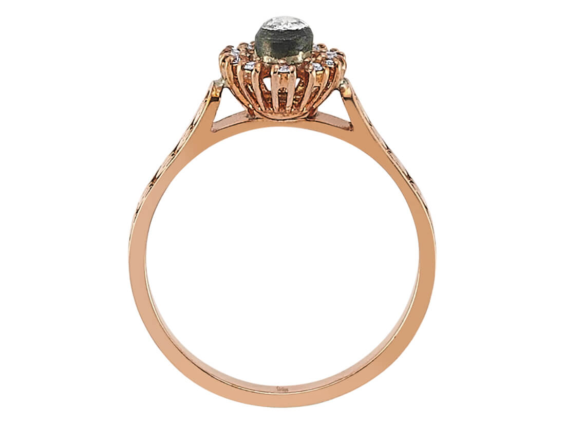 Roségold-Ring mit Elmas & 10 Diamanten - Zartes Gravurdesign - 80R0017 - hochwertiger Schmuck von Rosy Lab Diamonds