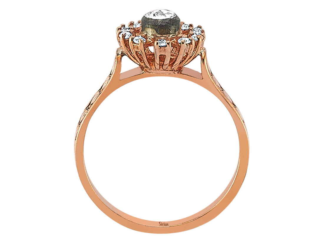 Bague en Or Rose avec Elmas et 10 diamants - Design floral - 80R0019 - Bijoux haut de gamme de Rosy Lab Diamonds
