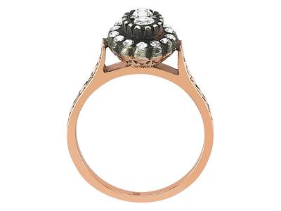 Antiker Ring aus 8K Roségold mit Diamanten und Brillanten – 0,33 ct
