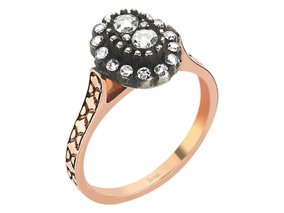 Antiker Ring aus 8K Roségold mit Diamanten und Brillanten – 0,33 ct