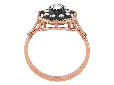 Antiker Roségold-Ring mit 9 runden Elmas-Steinen – 80R0020