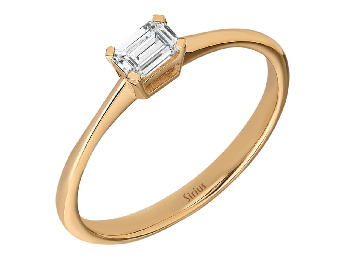 Bague en or rose avec Diamant taille Émeraude – élégance intemporelle – Bijoux haut de gamme de Rosy Lab Diamonds