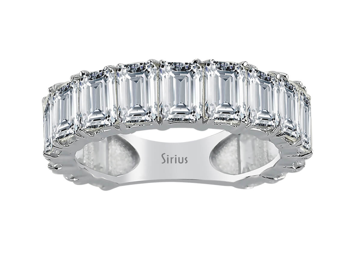 Memoire-Ring mit 4,80 ct Emerald Labordiamanten in 14K Weißgold - Voller Glanz - hochwertiger Schmuck von Rosy Lab Diamonds