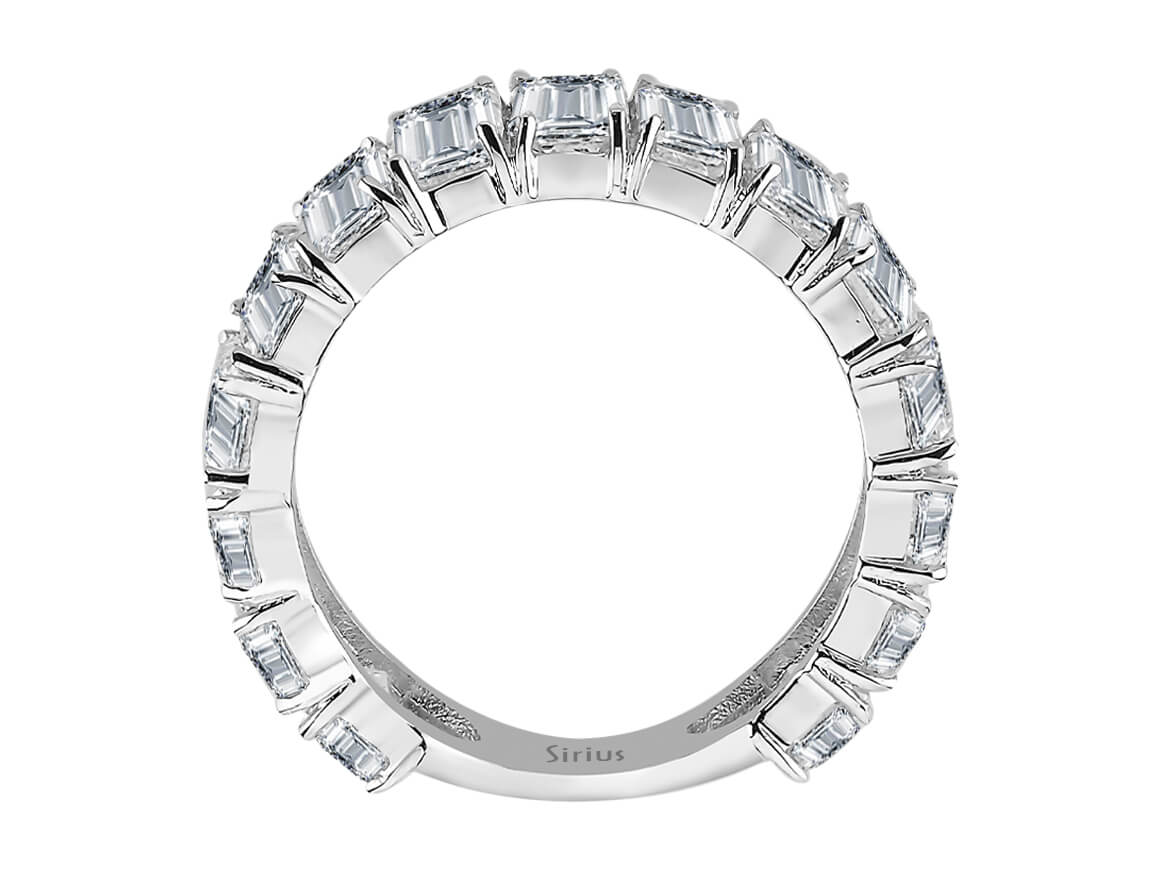 Memoire-Ring mit 4,80 ct Emerald Labordiamanten in 14K Weißgold - Voller Glanz - hochwertiger Schmuck von Rosy Lab Diamonds