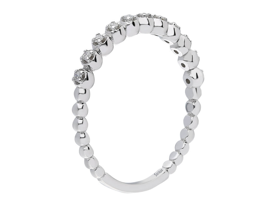 11 Labor-Diamantenli Beyaz Altın yüzük - Küre tasarımı - 14K - Rosy Lab Diamonds'tan yüksek kaliteli Mücevher