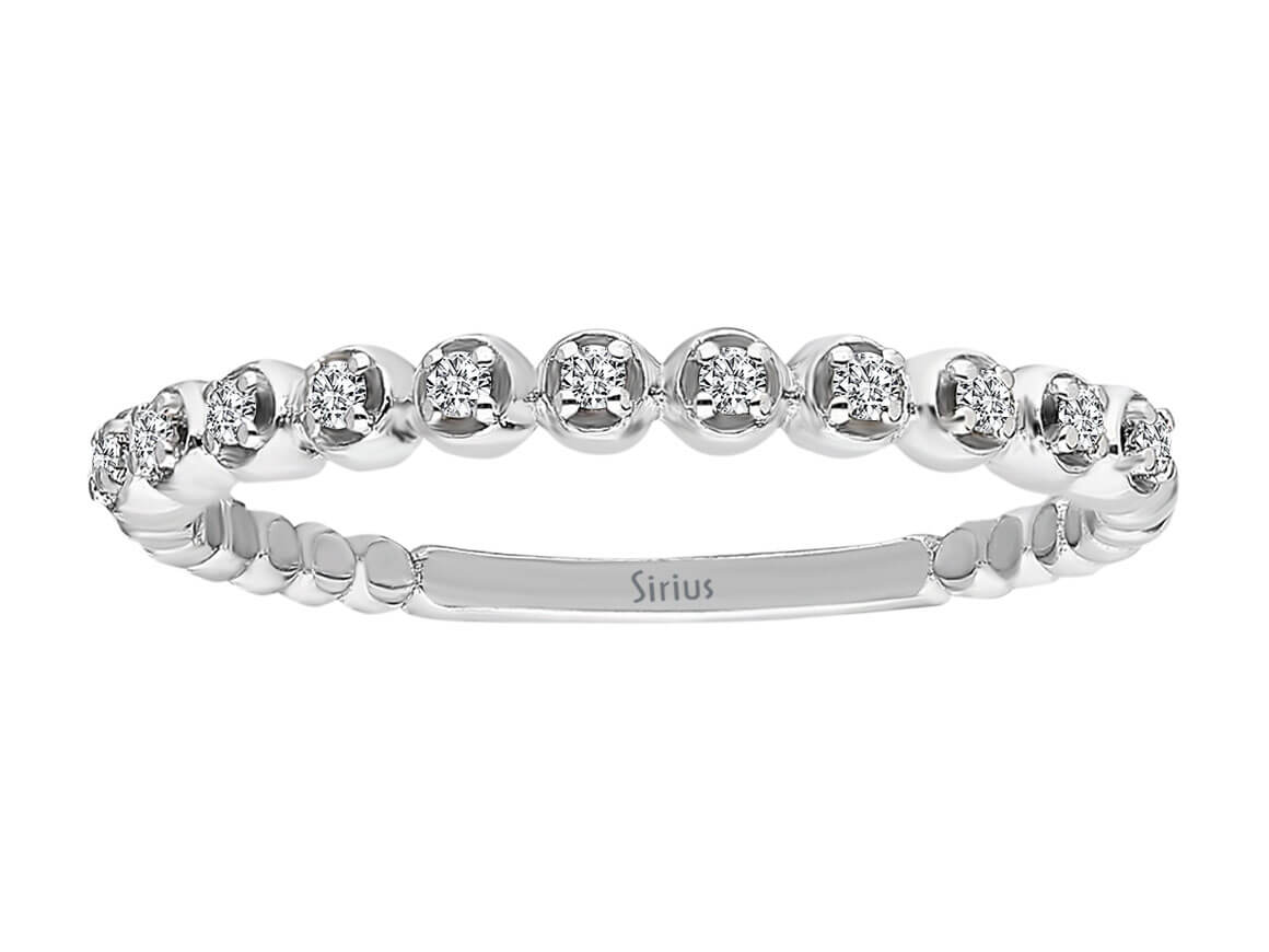 11 Labor-Diamantenli Beyaz Altın yüzük - Küre tasarımı - 14K - Rosy Lab Diamonds'tan yüksek kaliteli Mücevher