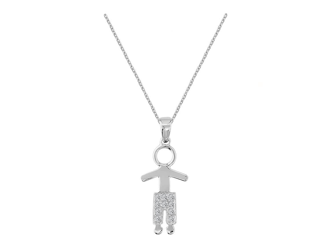 Boy motif pendant with lab-grown diamonds in 8K gold
