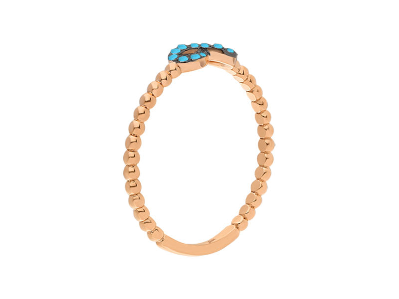 14 Karat Rose Gold Infinity Ring with 15 Round Turquoises – 1.25 Grams