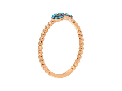 14 Karat Rose Gold Infinity Ring with 15 Round Turquoises – 1.25 Grams