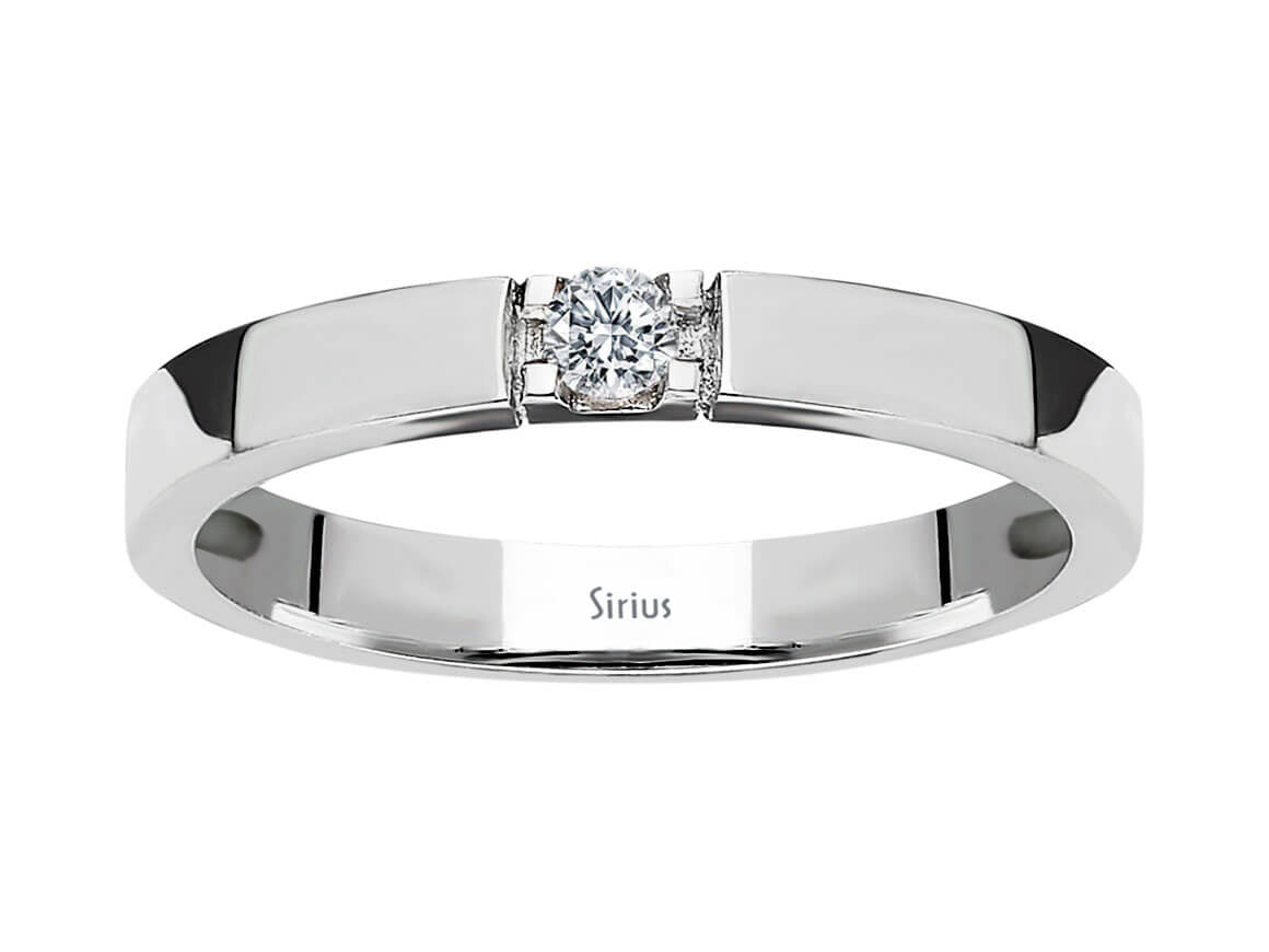 Modern solitaire ring with lab-grown diamond (0.08 carat) in white gold