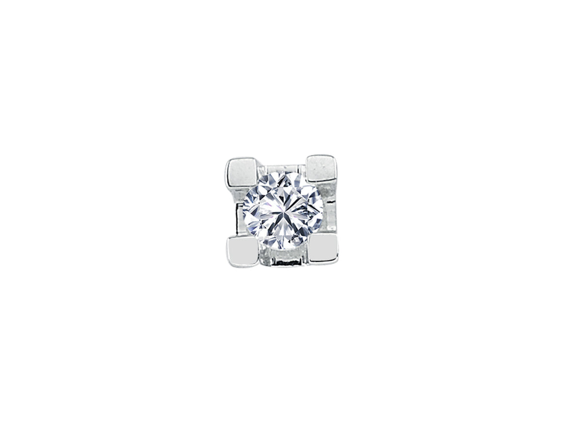 Masculine stud earrings with 0.10 ct round lab diamond in 14K white gold