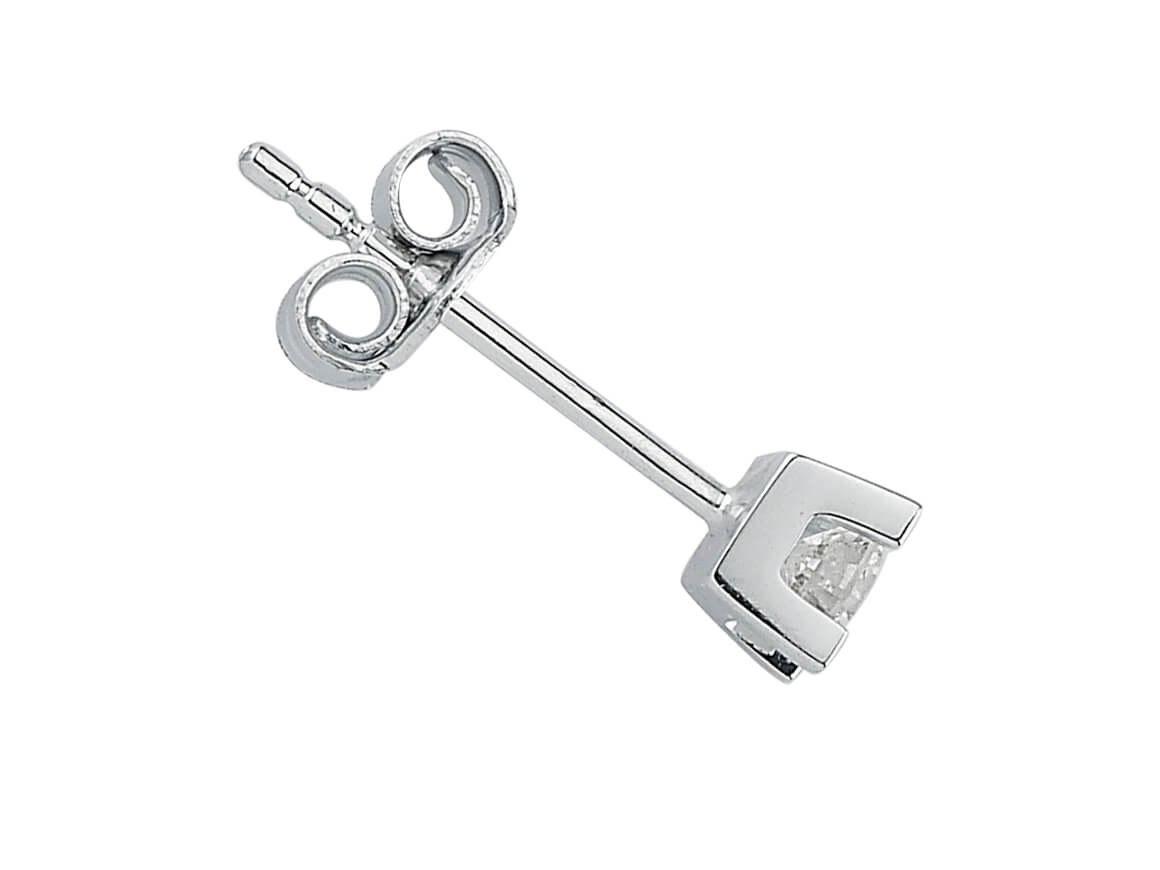 Classic single stud earring with 0.15 ct lab diamond in 585 white gold