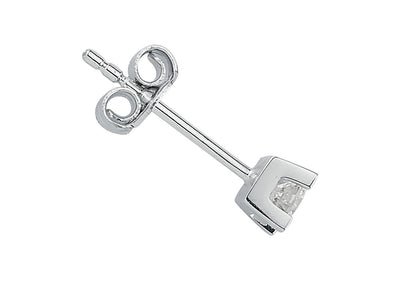 Classic single stud earring with 0.15 ct lab diamond in 585 white gold