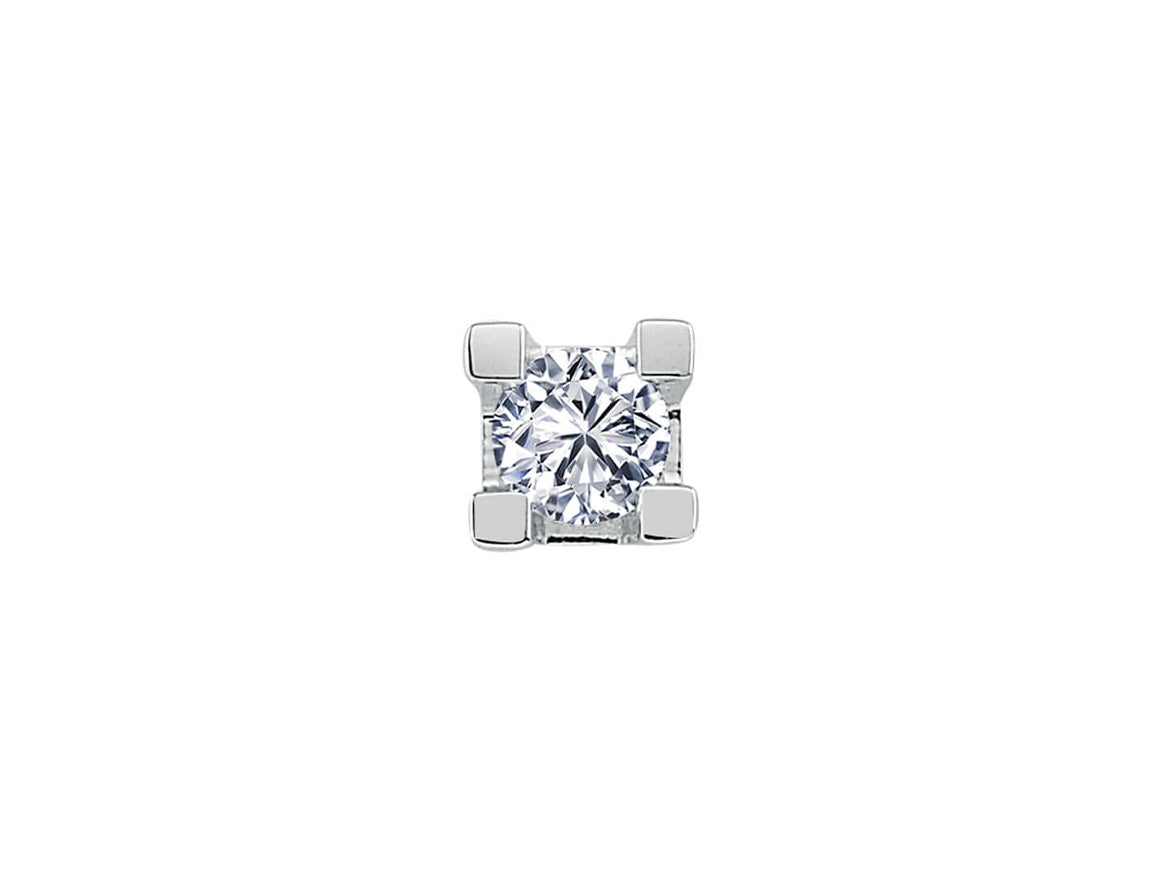 Classic single stud earring with 0.15 ct lab diamond in 585 white gold
