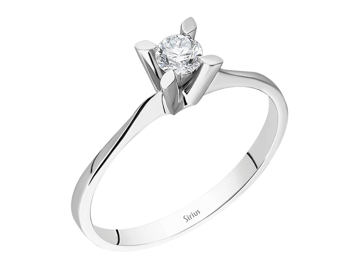 Elegant solitaire diamond ring with 0.17 carat in 8K white gold