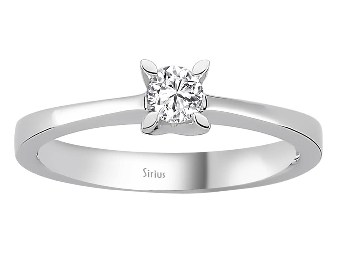 Weißgold Solitärring mit 1 laborgezüchtetem Diamanten, 0,20 Karat