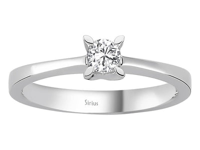Weißgold Solitärring mit 1 laborgezüchtetem Diamanten, 0,20 Karat