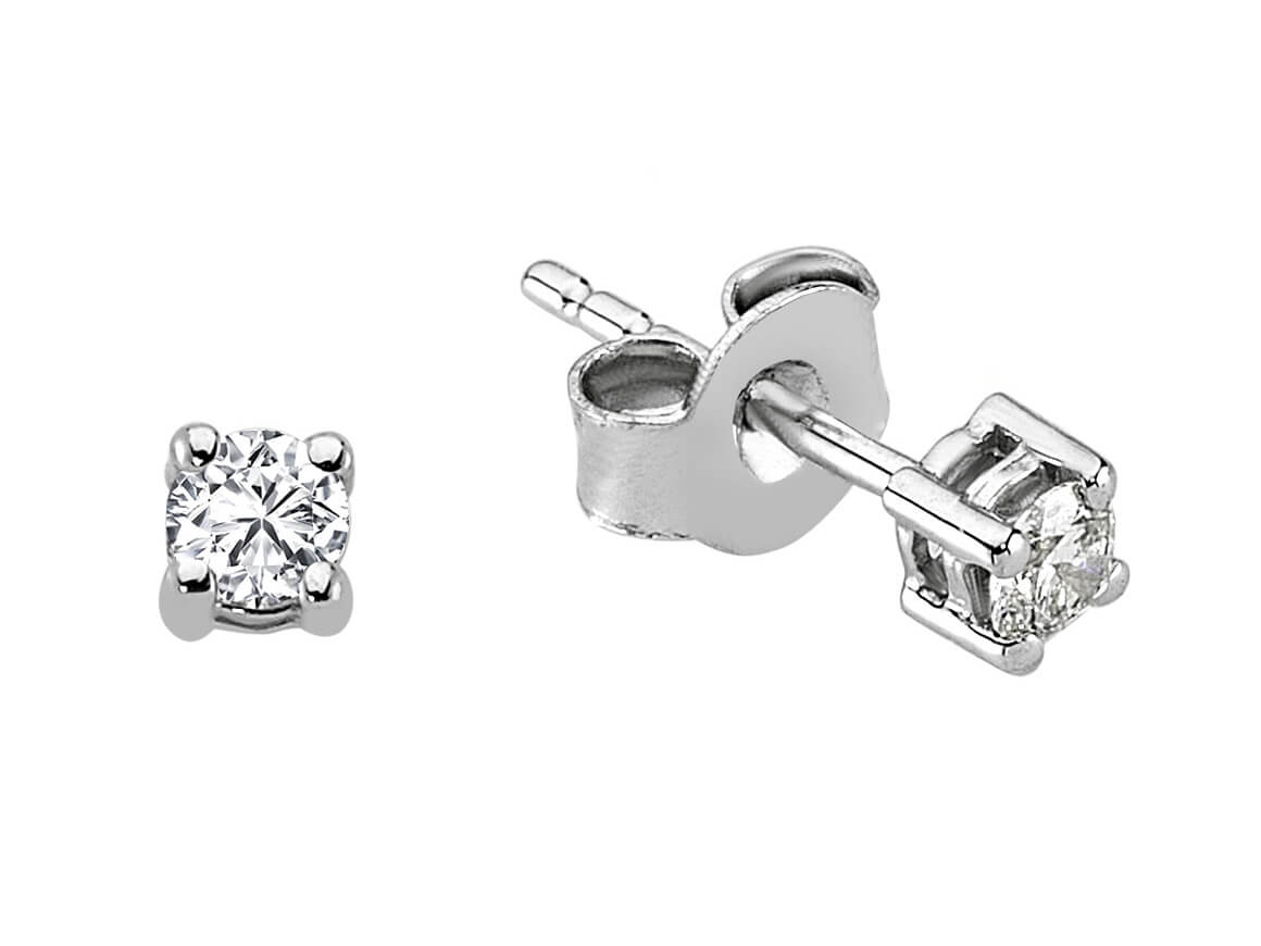 Solitaire stud earrings with 0.22 carat lab diamonds in 585 white gold