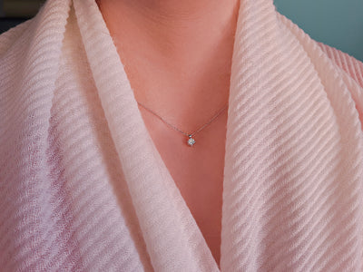Classic solitaire necklace with lab diamond in 14K gold