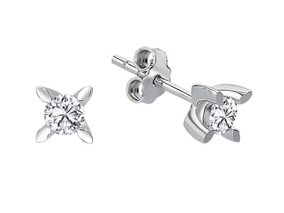 Classic stud earrings with 2 lab diamonds in 585 white gold – 0.36 ct