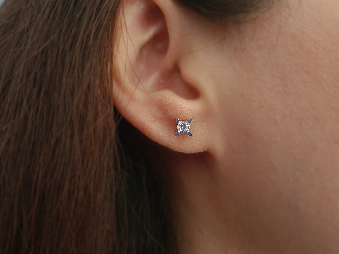 Puces d’oreilles en Diamant de 0,36 ct en Or Blanc 585 | Bijoux solitaires classiques – Bijoux haut de gamme de Rosy Lab Diamonds
