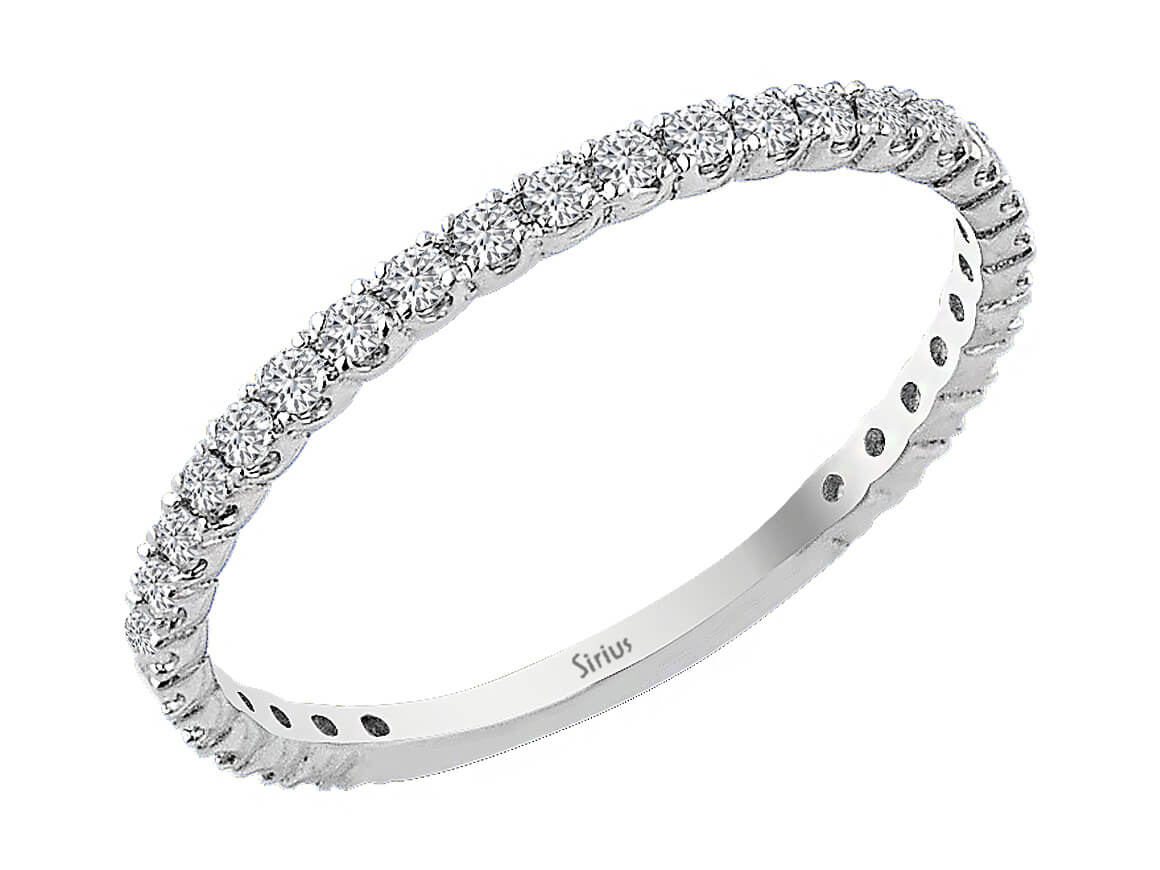 Weißgoldring mit 31 rundfacettierten Diamanten, 0,37 Karat