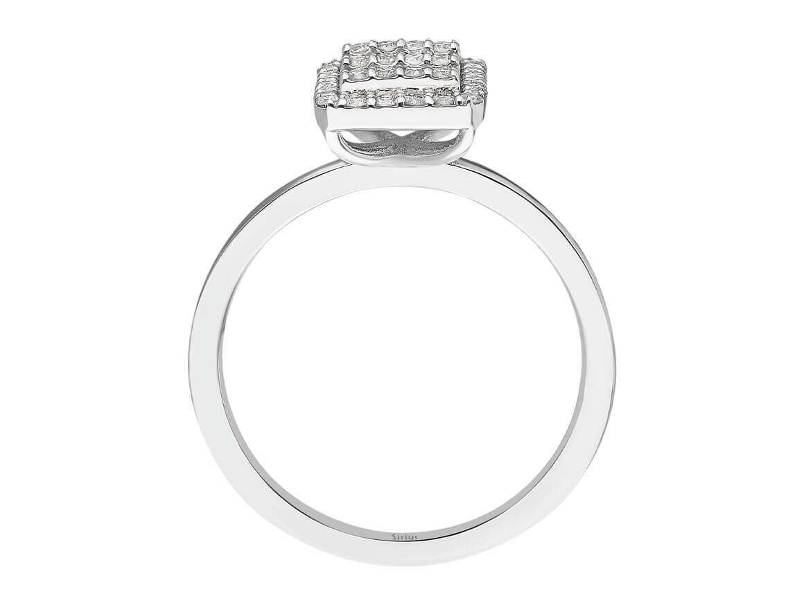 Stylish ring with lab-grown diamonds in baguette and Round Brilliant Cut | 14K White Gold - high-quality Jewelry by Rosy Lab Diamonds