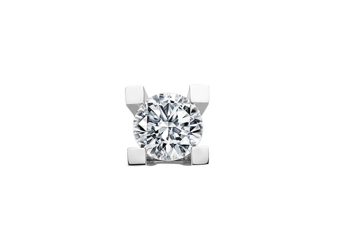 Elegant solitaire stud earrings with 0.38 carat lab diamond in 585 white gold
