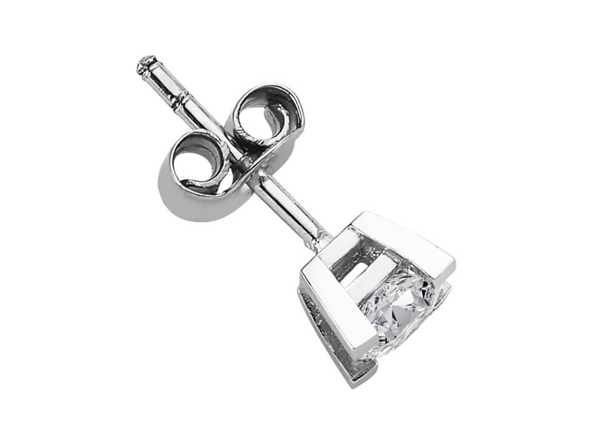 Elegant solitaire stud earrings with 0.38 carat lab diamond in 585 white gold