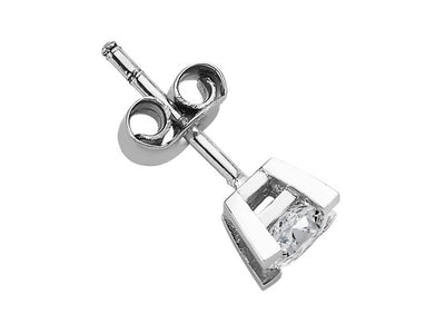 Elegant solitaire stud earrings with 0.38 carat lab diamond in 585 white gold